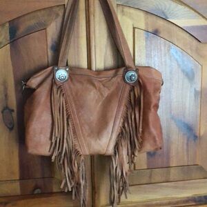 Western leather fringe bag